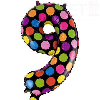 Шар (40"/102 см) Цифра, 9, Супер яркий