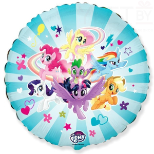Шар (18''/46 см) Круг, My Little Pony, Дружные Лошадки, Голубой