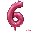 Шар (34''/86 см) Цифра, 6, Бордовый, Сатин