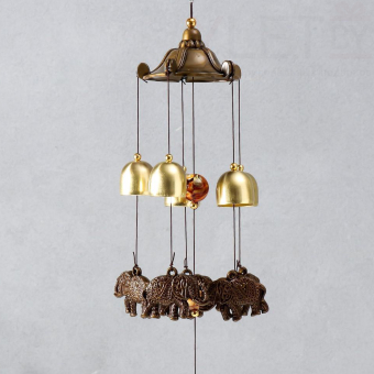 Музыка ветра металл, пластик "Слон" 5 колокольчиков 42 см