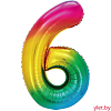 Шар (40''/102 см) Цифра, 6, Радужный, Градиент
