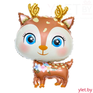 Шар (29''/74 см) Фигура, Олень милый, коричневый