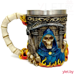 Кружка металлическая Скелет в синем плаще