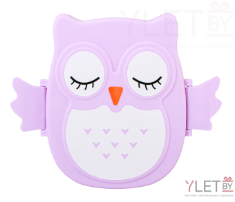 Ланч-бокс "Сова" сиреневая, контейнер для еды