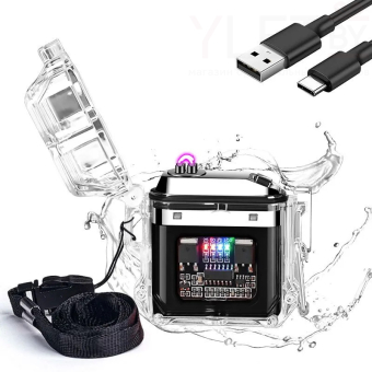 Зажигалка двойная импульсная с подсветкой Микропроцессор, Синяя