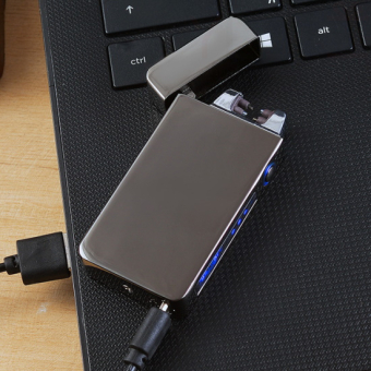 Импульсная зажигалка Lighter двойная индикатор сбоку Глянцевая