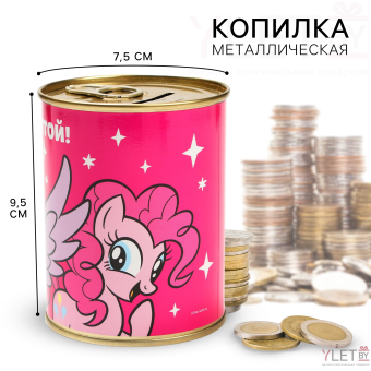 Копилка металлическая, 9.5 см × 7.5 см × 7.5 см «Следуй за мечтой!» , My Little Pony