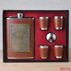 Набор фляжка и стопки Jack Daniels с табличкой