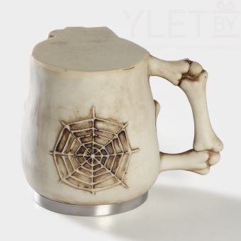 Кружка «Череп, скелет», 400 мл, цвет бежевый (металл внутри)