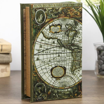 Сейф книга дерево Карта первооткрывателей, 21х13х5 см