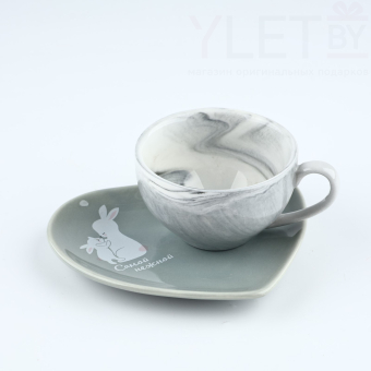 Подарочный набор из керамики «Самой нежной»: кружка 150 мл, блюдце