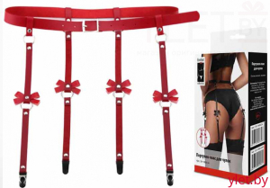 Портупея-пояс для чулок, красный