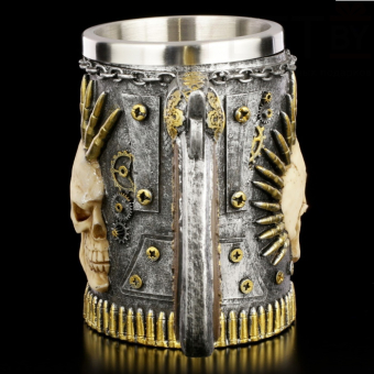 Кружка металлическая Скелет с пистолетом