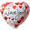 Шар (18"/46 см) Сердце, Я Люблю Тебя. Сердечки, Белый