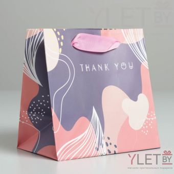 Пакет ламинированный квадратный Thank you, 14 × 14 × 9 см