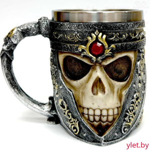 Кружка металлическая Череп с рубином