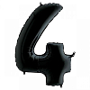 Шар (40"/102см) Цифра, 4, Черный