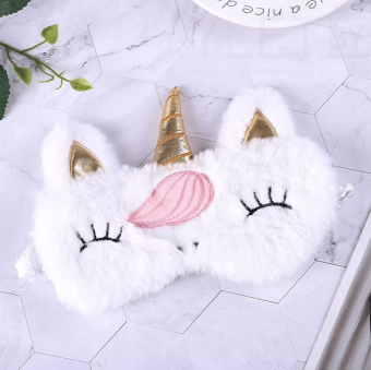 Маска для сна "White unicorn, golden horn"