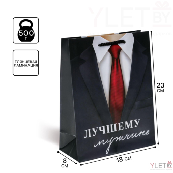 Пакет подарочный ламинированный, упаковка, «Лучшему мужчине», MS 18 х 23 х 8 см