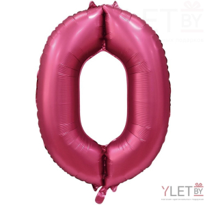 Шар (34''/86 см) Цифра, 0, Бордовый, Сатин