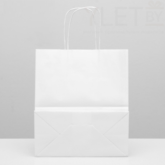 Пакет крафт белый 22 х 12 х 28 см