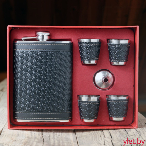 Набор фляжка 4 стопки и дозатор Плетение