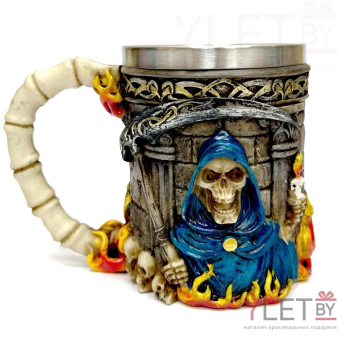 Кружка металлическая Скелет в синем плаще