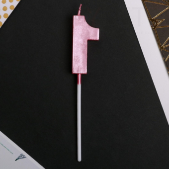 Свеча в торт цифра 1 Розовая