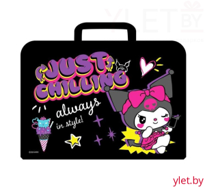 Папка для тетрадей A4 "Kuromi", чёрная, на молнии (34*24,5*7,5 см)