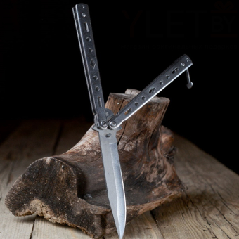 Нож Бабочка Серебро Ромб круг