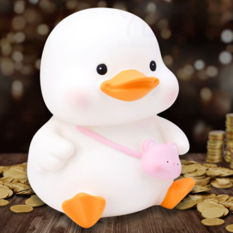 Копилка "Уточка с сумочкой", белая (19 см), пластик
