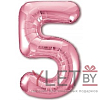 Шар (40''/102 см) Цифра, 5 Slim, Розовый фламинго
