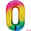 Шар (40''/102 см) Цифра, 0, Радужный, Градиент