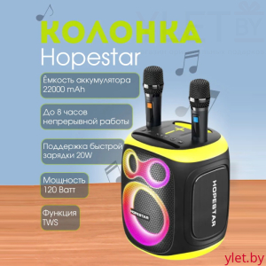 Портативная колонка Hopestar Party 130 120W с двумя микрофонами Черная