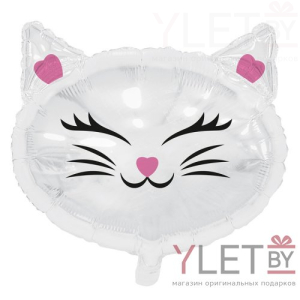 Шар (16''/41 см) Фигура, Кошка белая, голова