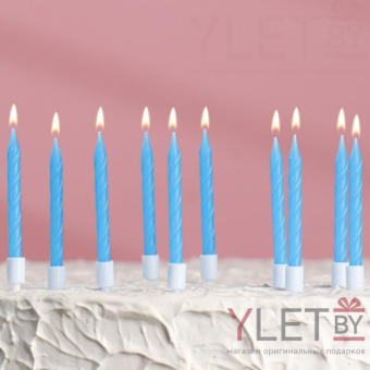 Свечи для торта Неон синие, 10 шт