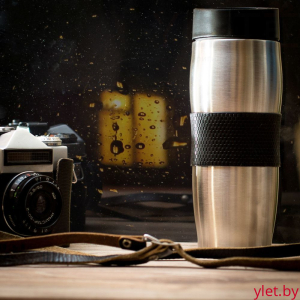 Термокружка с кнопкой 400ml (черная)