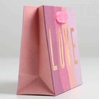 Пакет крафтовый горизонтальный LOVE, S 15 × 12 × 5.5 см