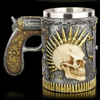 Кружка металлическая Скелет с пистолетом