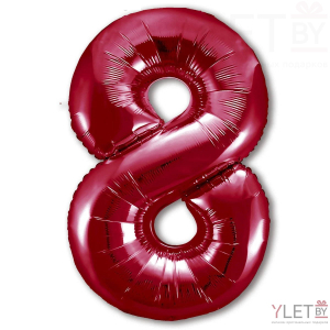 Шар (40''/102 см) Цифра, 8 Slim, Красный