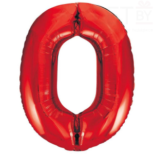 Шар (40"/102 см) Цифра, 0, Красный