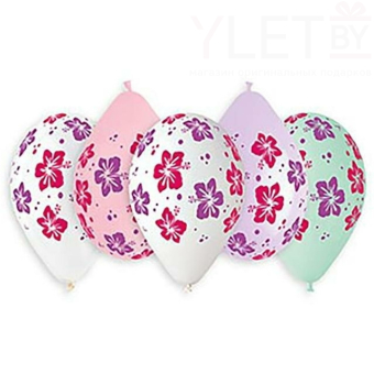 Шар 14" Гибискус цветы