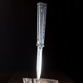 Нож Бабочка Серебро Ромб круг