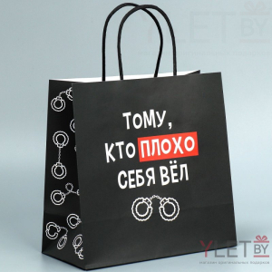 Пакет подарочный крафтовый Плохо, 22 х 22 х 11 см