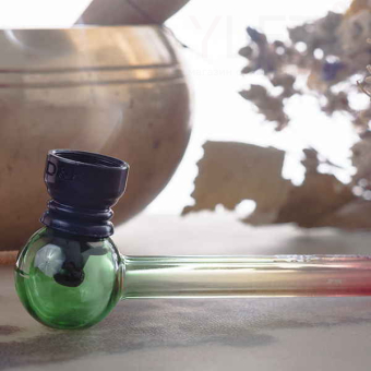 Курительный девайс стеклянный цветной с приемником и сеточками