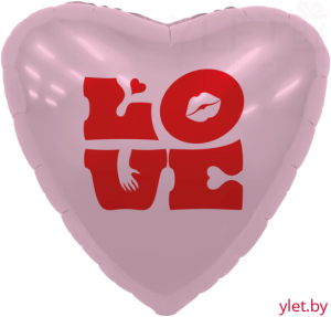 Шар (19''/48 см) Сердце, LOVE, Розовый любовь