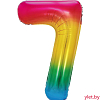 Шар (40''/102 см) Цифра, 7, Радужный, Градиент