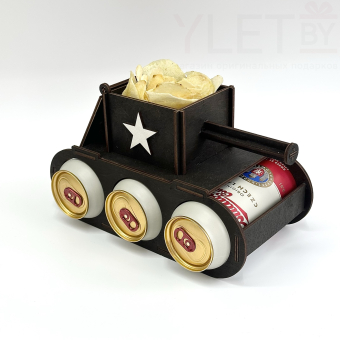 Мини-бар для пива Танк с крышкой, темный "Настоящему мужчине 23 февраля"