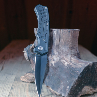 Нож складной металлический Черный 20,5 см