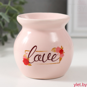 Аромалампа керамика "Любовь" розовая 7,2х7,2х7,8 см
